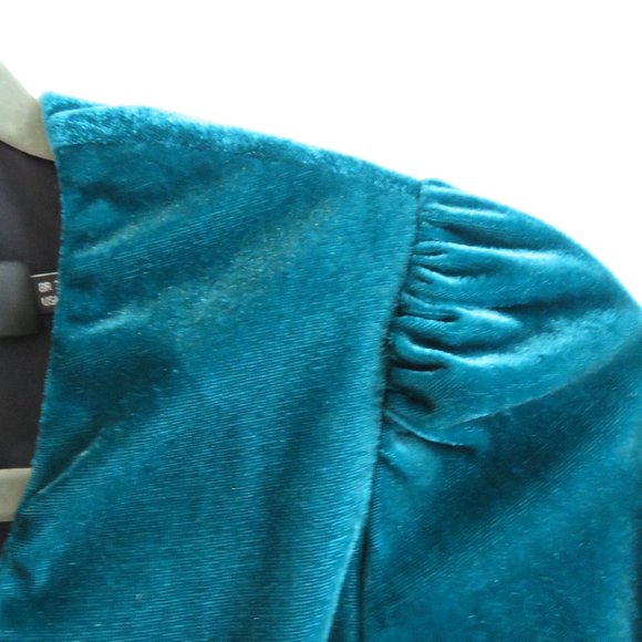 PATBO Velvet Ruched Mini Dress in Azure Blue - Size US 0 - Picture 5 of 15